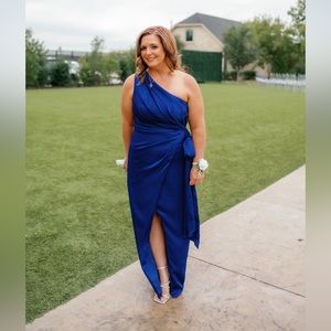 Aidan Mattox one shoulder royal blue long gown size 10 mother of the bride prom